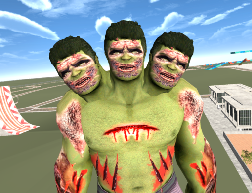 Giant 3 Head Zombie Hulk Addonped Mod